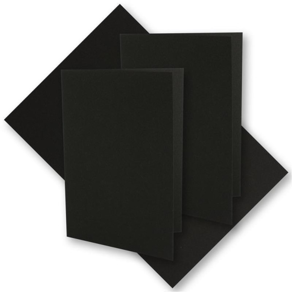 250x schwarzes Vintage Kraftpapier Falt-Karten 210 x 148 mm - DIN A5 - Schwarz - Recycling - 220 g blanko Klapp-Karten - UmWelt by GUSTAV NEUSER