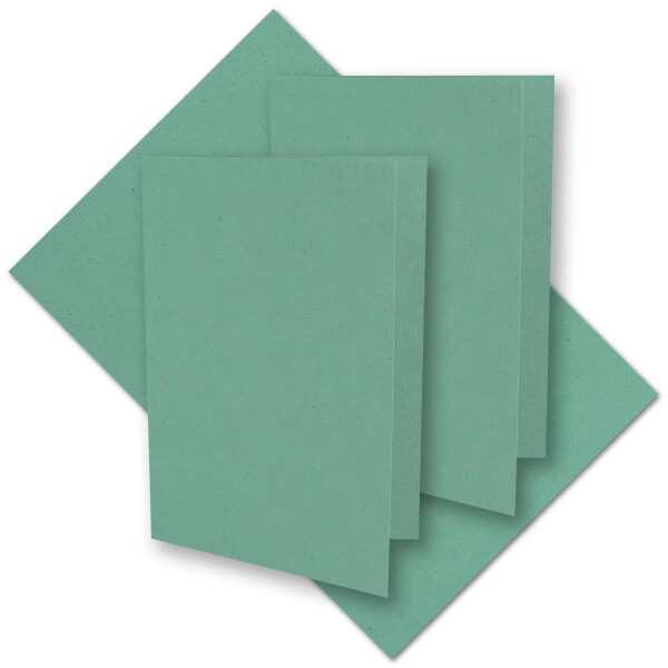 25x Eukalyptus-Grüne Vintage Kraftpapier Falt-Karten 210 x 148 mm - DIN A5 - Natur Eukalyptus-Grün - Recycling - 240 g blanko Klapp-Karten - UmWelt by GUSTAV NEUSER