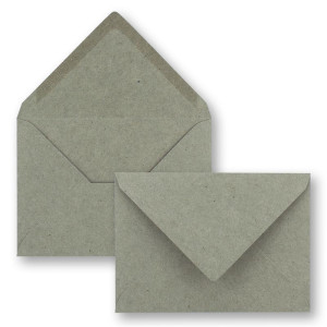 10x graues Vintage Kraftpapier Falt-Karten SET mit Umschlägen und Einlegern DIN A5 - 21 x 14,8 cm - grau - Recycling - blanko