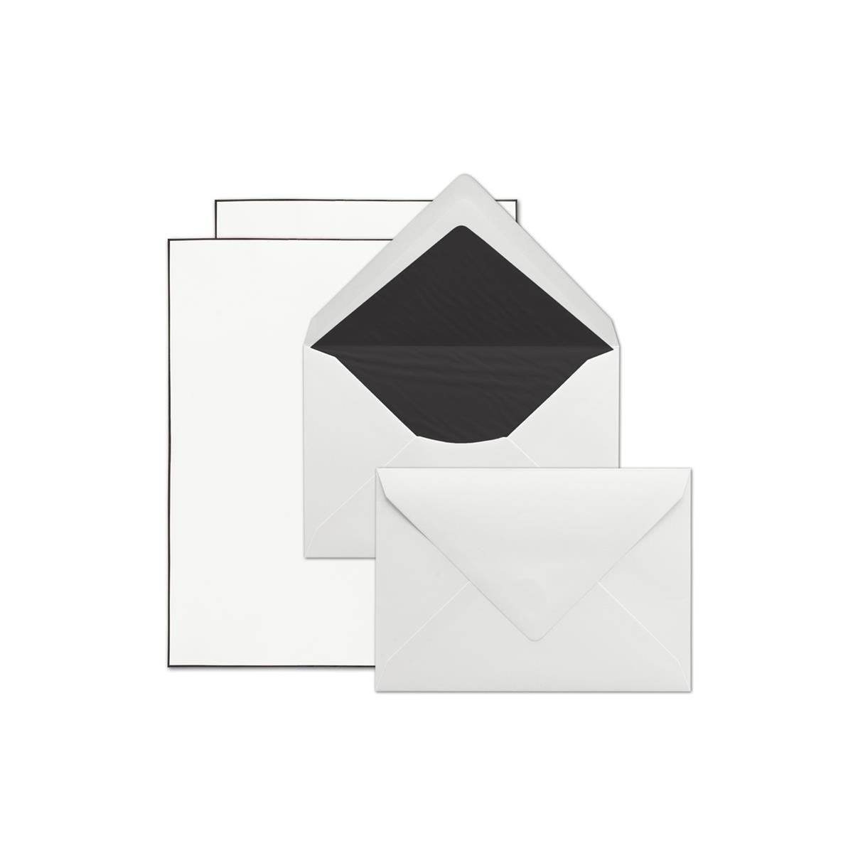 Creatie Kwelling racket 75x Trauerpapier Sets DIN A5 mit weißen Umschlägen DIN C6, schwarz ge,  24,50 €