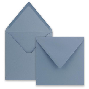 150x Quadratische Briefumschläge in Graublau (Blau) - 15,5 x 15,5 cm - ohne Fenster, mit Nassklebung - 110 g/m² - Für Einladungskarten zu Hochzeit, Geburtstag und mehr - Serie FarbenFroh