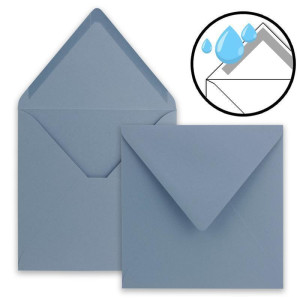 500x Quadratische Briefumschläge in Graublau (Blau) - 15,5 x 15,5 cm - ohne Fenster, mit Nassklebung - 110 g/m² - Für Einladungskarten zu Hochzeit, Geburtstag und mehr - Serie FarbenFroh