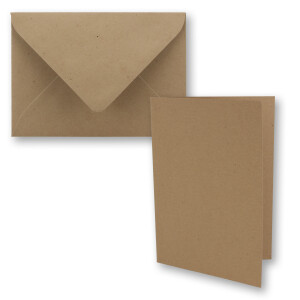 25x DIN B6 Faltkarten Set mit Umschlägen in Kraftpapier Braun - 120 x 170 mm - ideal für Einladungskarten, Hochzeit, Taufe, Kommunion, Konfirmation - Marke: FarbenFroh