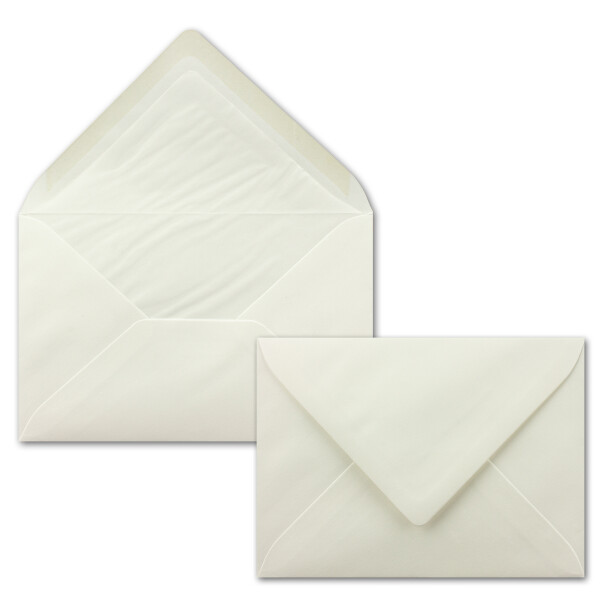 25 Brief-Umschläge Natur-Weiß - DIN C6 - gefüttert mit weißem Seidenpapier - 90 g/m² - 11,4 x 16,2 cm - Nassklebung - Ideal für Hochzeitseinladungen - NEUSER PAPIER