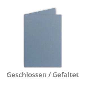 500x Falt-Karten DIN A6 in Graublau - 10,5 x 14,8 cm - Blanko - Doppel-Karten - 240 g/m²