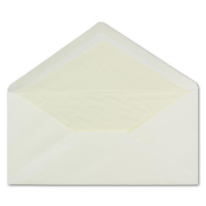 50 x DIN Lang Briefumschläge - Creme mit cremefarbenem Seidenfutter - 11 x 22 cm - 80 g/m² - ideal für Einladungen, Weihnachtskarten, Glückwunschkarten aus der Serie Farbenfroh