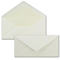 50 x DIN Lang Briefumschläge - Creme mit cremefarbenem Seidenfutter - 11 x 22 cm - 80 g/m² - ideal für Einladungen, Weihnachtskarten, Glückwunschkarten aus der Serie Farbenfroh