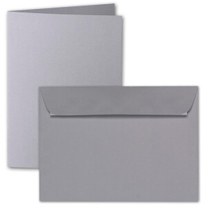 ARTOZ 15x DIN A6 Faltkarten-Set mit Umschlägen - Graphit (Grau) - 105 x 148 mm - gerippte Bastelkarten blanko mit Brief-Umschlägen - 220 g/m²