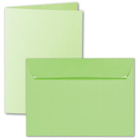 ARTOZ 15x DIN A6 Faltkarten-Set mit Umschlägen - Birkengrün (Grün) - 105 x 148 mm - gerippte Bastelkarten blanko mit Brief-Umschlägen - 220 g/m²