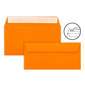 25 x DIN Lang Briefumschläge in Übergröße (DIN C6/5) - 22,9 x 11,4 cm - Orange - Nassklebung ohne Fenster - für dicke Karten und viel Inhalt - NEUSER PAPIER