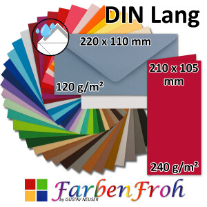 FarbenFroh Karten-SET, DL Faltkarte und Briefumschlag 110...