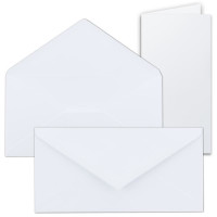 25x Faltkarten SET mit Brief-Umschlägen Kristallweiß (Weiß) - DIN Lang - Nassklebung -21 x 10,5 cm - Premium Qualität - FarbenFroh by GUSTAV NEUSER