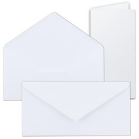 150x Faltkarten SET mit Brief-Umschlägen Kristallweiß (Weiß) - DIN Lang - Nassklebung -21 x 10,5 cm - Premium Qualität - FarbenFroh by GUSTAV NEUSER