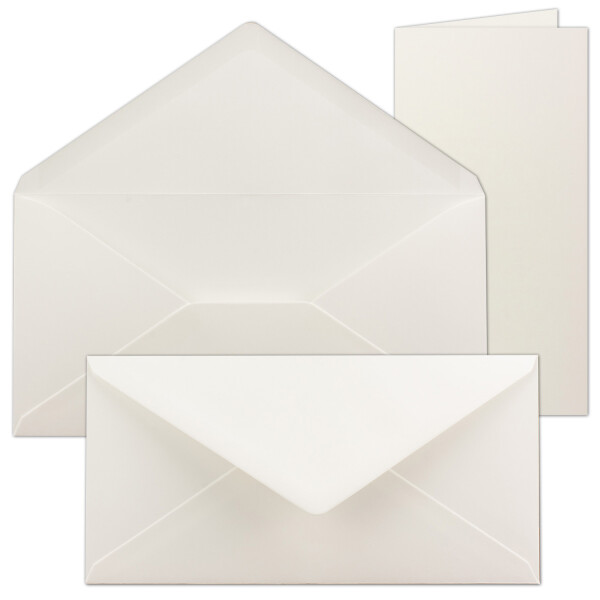 50x Faltkarten-Set mit Briefumschlägen in Naturweiß (Weiß) DIN Lang -,  19,25 €