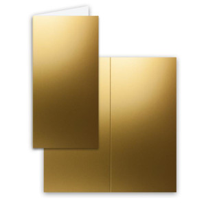 25x Faltkarten-Set mit Briefumschlägen in Gold (Metallic) DIN Lang - Nassklebung - 21 x 10,5 cm - FarbenFroh by GUSTAV NEUSER