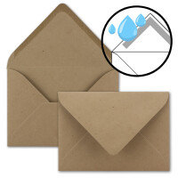 Briefumschläge aus Kraftpapier - Braun - 25 Stück - DIN B6 Format 125 x 185 mm - 120 Gramm pro m² - Größer als DIN B6 für dicke Faltkarten - Nassklebung - ideal für Weihnachten und Einladungen