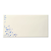 250x Briefumschläge mit Metallic Sternen - DIN Lang - Blau geprägter Sternenregen - Farbe: creme, Nassklebung, 80 g/m² - 110 x 220 mm - ideal für Weihnachten