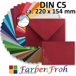 DIN C5 Briefumschlag - veredelt mit Foliensternen in...