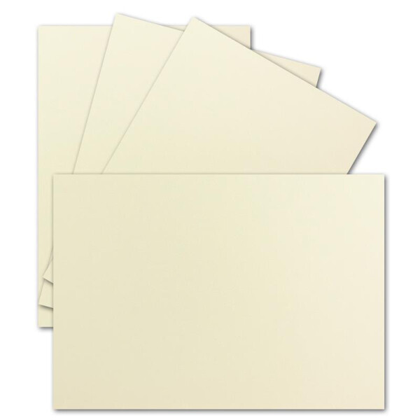 100x Einzelkarten Din A7 10,5x7,3 cm 240 g/m² Vanille (Creme) - blanko Mini-Karten ideal zum Selbstgestalten für Geschenkanhänger, Namenskarten & Visitenkarten
