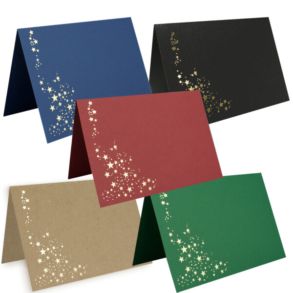 15x Faltkarten DIN A6 - Farbenmix-Paket 10 mit goldenen Metallic Sternen - 10,5 x 14,8 cm - Einladungskarten zu Weihnachten - Marke: FarbenFroh by GUSTAV NEUSER