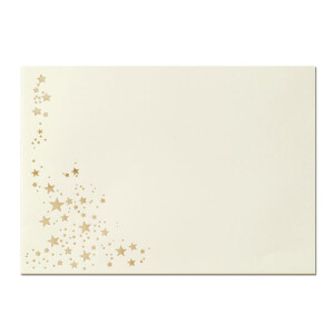 250x Weihnachts-Briefumschläge - DIN B6 - mit Gold-Metallic geprägtem Sternenregen - Farbe: Creme - Haftklebung, 100 g/m² - 120 x 180 mm - Marke: GUSTAV NEUSER