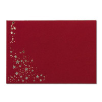 250x Weihnachts-Briefumschläge - DIN B6 - mit Silber-Metallic geprägtem Sternenregen -Farbe: dunkelrot, Nassklebung, 110 g/m² - 120 x 176 mm - Marke: GUSTAV NEUSER