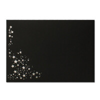 250x Weihnachts-Briefumschläge - DIN B6 - mit Silber-Metallic geprägtem Sternenregen -Farbe: schwarz, Nassklebung, 120 g/m² - 120 x 176 mm - Marke: GUSTAV NEUSER