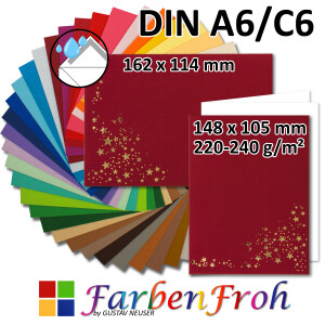 Faltkarten DIN A6 im Set mit Umschl&auml;gen DIN C6...