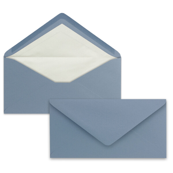 25 x DIN Lang Briefumschläge - Grau-Blau mit weißem Seidenfutter - 11x22 cm - 110 g/m² - ideal für Einladungen, Weihnachtskarten, Glückwunschkarten aus der Serie Farbenfroh