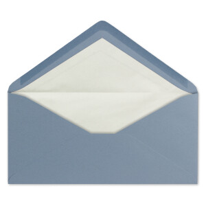 25 x DIN Lang Briefumschläge - Grau-Blau mit weißem Seidenfutter - 11x22 cm - 110 g/m² - ideal für Einladungen, Weihnachtskarten, Glückwunschkarten aus der Serie Farbenfroh