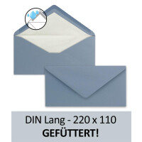 25 x DIN Lang Briefumschläge - Grau-Blau mit weiß
