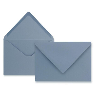 500x kleine Umschläge in Graublau DIN C7 8,1 x 11,4 cm mit Spitzklappe und Nassklebung in 110 g/m² - kleiner blanko Mini-Umschlag