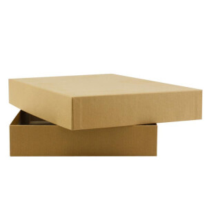 200x Geschenkschachtel mit Deckel - Braun (Kraftpapier) - Größe: B5 - Innen-Maße: 26 x 19 x 4 cm - Stülpbox aus Karton - Geschenkbox - Aufbewahrungsbox - Fotobox - Dekobox - Spieleschachtel