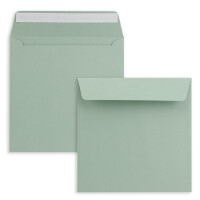 75 x Kuverts in Eukalyptus (Grün) - quadratische Brief-Umschläge - 15,5 x 15,5 cm - Haftklebung - matte Oberfläche - formstabile Post-Umschläge
