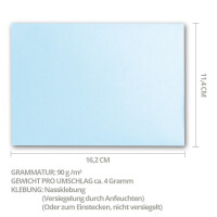 25x DIN C6 Briefumschläge, Hellblau mit Metallic Effekt
