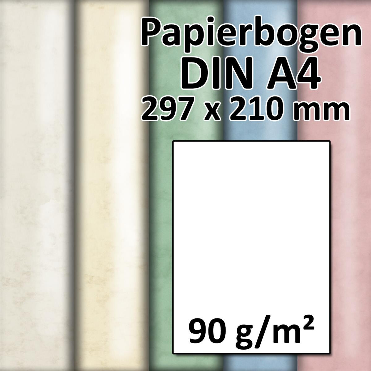 DIN A4 Papierbogen marmoriert - 29,7 x 21,0 cm - 90...