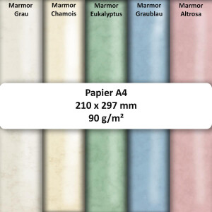 DIN A4 Papierbogen - marmoriert - 29,7 x 21,0 cm - 90...