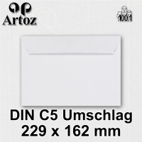 ARTOZ 15x Briefumschläge DIN C5 Weiß (Blütenweiß) - 229 x 162 mm Kuvert ohne Fenster - Umschläge selbstklebend haftklebend - Serie Artoz 1001