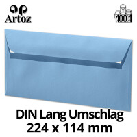 ARTOZ 500x Briefumschläge DIN Lang Marienblau 100 g/m² selbstklebend - DL 224x114 mm - Kuvert ohne Fenster - Umschläge mit Haftklebung Abziehstreifen