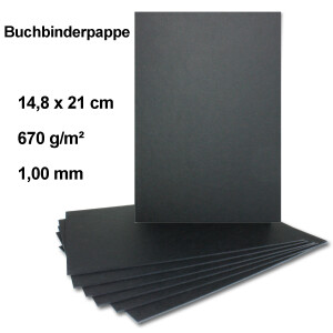 10x Buchbinderpappe DIN A5 in Schwarz, Stärke: 1,0 mm, Grammatur: 670 g/m²