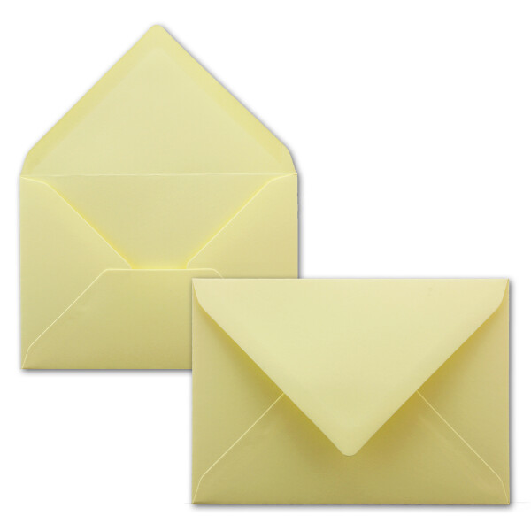 25 Brief-Umschläge - Pastellgelb - DIN C6 - 114 x 162 mm - Kuverts mit Nassklebung ohne Fenster für Gruß-Karten & Einladungen - Serie FarbenFroh