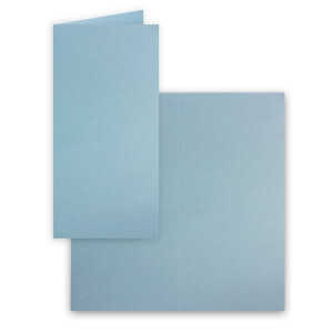150x Faltkarten-Set DIN Lang inkl. Briefumschlägen mit goldenem Seidenfutter und weißen Einlegeblättern in Graublau (Blau) - 10,5 x 21 cm - für Einladungen und Grußkarten