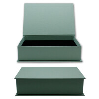 NEUSER PAPIER Geschenkbox mit Klappdeckel - 1 Stück - DIN A5 - Eukalyptus bezogen - innen schwarz kaschiert - 245 x 165 x 65 mm - Aufbewahrungsschachtel
