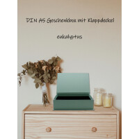 NEUSER PAPIER Geschenkbox mit Klappdeckel - 1 Stück - DIN A5 - Eukalyptus bezogen - innen schwarz kaschiert - 245 x 165 x 65 mm - Aufbewahrungsschachtel