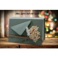 NEUSER PAPIER Geschenkbox mit Klappdeckel - 1 Stück - DIN A5 - Eukalyptus bezogen - innen schwarz kaschiert - 245 x 165 x 65 mm - Aufbewahrungsschachtel