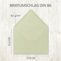 ARTOZ FLORETTA 400x DIN B6 Umschläge - light green - 17,8 x 12,5 cm - 92 g/m² - pastellfarbenes Papier
