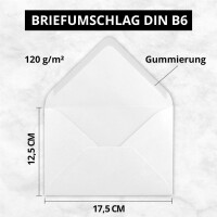 50x Einzelkarten Set mit Briefumschlägen DIN B6 in Hoch