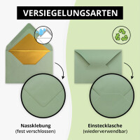 25x kleine Mini-Umschläge in Eukalyptus (Grün) mit