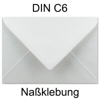 50x Briefumschläge DIN C6 - 11,2 x 16 cm - mit Nassklebung - Farbe: Weiss - Grammatur: 90 Gramm pro m² - Marke: NEUSER PAPIER