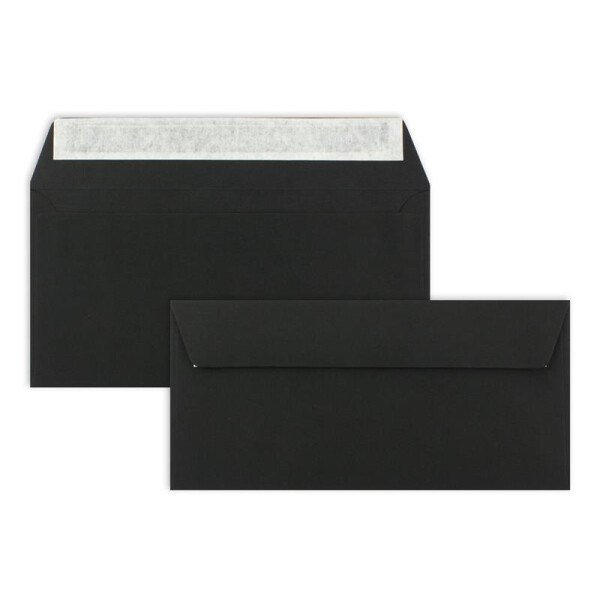 50 Brief-Umschläge DIN Lang - Schwarz - 110 g/m² - 11 x 22 cm - sehr formstabil - Haftklebung - Qualitätsmarke: FarbenFroh by GUSTAV NEUSER